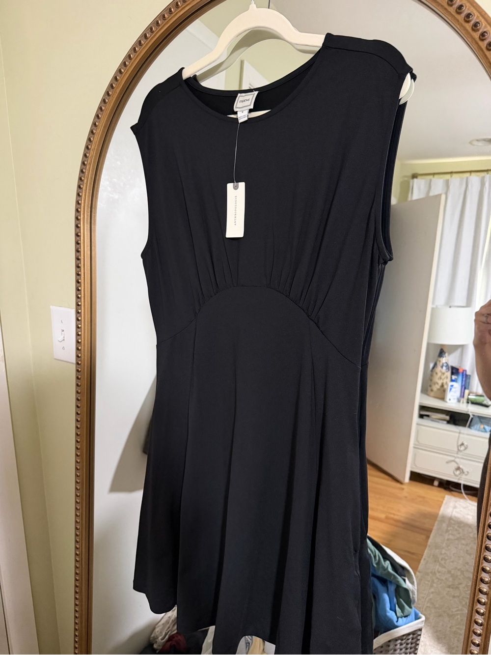 Anthropologie Black Sleeveless Fit-and-Flare Mini Dress